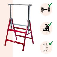 Capre telescopice de schelă DANNY, set 2 bucăți, max. 200 kg, 60 x 56 x 81-130cm, argintiu/roșu