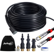 Set de curățare țevi Premium, 30 m, negru