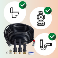 Set de curățare țevi Premium, 30 m, negru