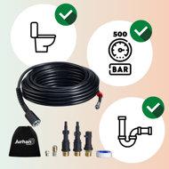 Set de curățare țevi Premium, 15 m, negru