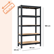 Raft cu capacitate mare HEAVY, max. 875kg, 90x40x180cm, negru