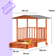 Groapa cu nisip cu verandă SUNNY, 130x130x143cm, maro/gri