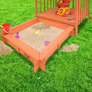 Zonă cu nisip și verandă 130 x 130 x 143 cm, din masiv de pin, maro gri