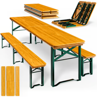 Set de masă pentru bere MAXI pliabil, 220cm, maro natural
