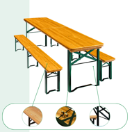 Set de masă pentru bere MAXI pliabil, 220cm, maro natural