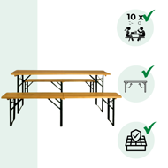 Set de masă pentru bere MAXI pliabil, 220cm, maro natural