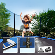Trambulină cu plasă de siguranță JUMP, Ø244cm, negru/albastru