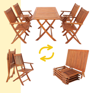 Set de mobilier SYDNEY, 5 piese, lemn natural