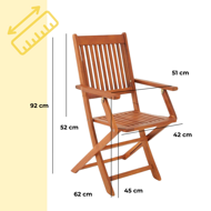 Set de mobilier SYDNEY, 5 piese, lemn natural