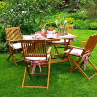 Set de mobilier SYDNEY, 5 piese, lemn natural