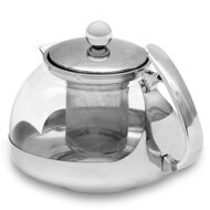 Set de ceai cu sită TEA, transparent, argintiu