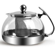 Set de ceai cu sită TEA, transparent, argintiu
