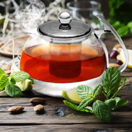 Set de ceai cu sită TEA, transparent, argintiu