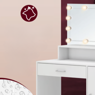 Masă de toaletă JOCELYN cu iluminare, 140×90×40cm, albă