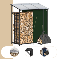Adăpost pentru lemne de foc CORINA, 198x163x70cm, antracit/verde