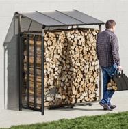 Adăpost pentru lemne de foc CORINA, 198x163x70cm, antracit/verde