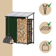 Adăpost pentru lemne de foc CORINA, 198x163x70cm, antracit/verde