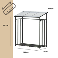 Adăpost pentru lemne de foc CORINA, 198x163x70cm, antracit/verde