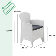 Set grădină AKITA, 3 piese, albă