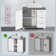 Dulap pentru chiuvetă IVY, 30x70x64 cm, alb/gri