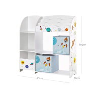 Organizator pentru jucării și cărți pentru copii, spațiu de depozitare multifuncțional cu 2 cutii de depozitare, SPAȚIU, alb