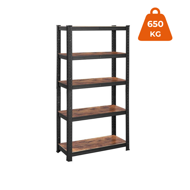 Raft de depozitare DUSTY, 5 polițe, max. 650kg, negru/maro