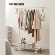 Suport pentru haine INEZ cu roți, max.90kg, 83,5x45x160cm, alb