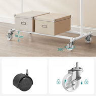 Suport pentru haine INEZ cu roți, max.90kg, 83,5x45x160cm, alb