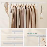 Suport pentru haine INEZ cu roți, max.90kg, 83,5x45x160cm, alb