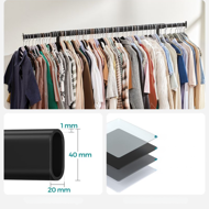 Suport pentru haine INEZ cu roți, max.90kg, 83,5x45x160cm, negru