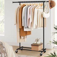 Suport pentru haine INEZ cu roți, max.90kg, 83,5x45x160cm, negru