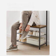 Cuier cu bancă și dulap pentru pantofi în stil industrial, 32 x 70 x 175 cm.