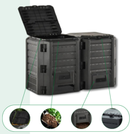 Compostor de grădină - Compogreen 800 l, negru