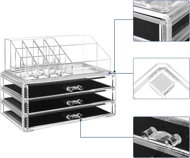 Organizator de machiaj cu 3 sertare și 15 compartimente diferite, pentru rujuri, pensule, transparent