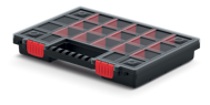 Organizator din plastic NORS, 10 bucăți, 22 compartimente, 34x25x5 cm, negru/transparent