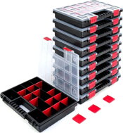 Organizator din plastic NORS, 10 bucăți, 22 compartimente, 34x25x5 cm, negru/transparent