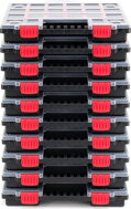 Organizator din plastic NORS, 10 bucăți, 22 compartimente, 34x25x5 cm, negru/transparent