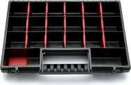 Organizator din plastic NORS, 10 bucăți, 22 compartimente, 34x25x5 cm, negru/transparent