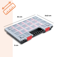 Organizator din plastic NORS, 10 bucăți, 22 compartimente, 34x25x5 cm, negru/transparent