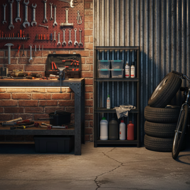 Raft pentru atelier STACKARO SOLID SMALL, 58x28x131,5cm, negru