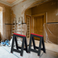 Suport, capră de construcții TITAN, set 2 bucăți, 58x5x79 cm, negru/roșu
