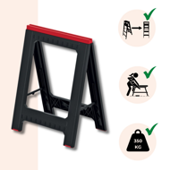 Suport, capră de construcții TITAN, set 2 bucăți, 58x5x79 cm, negru/roșu