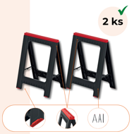 Suport, capră de construcții TITAN, set 2 bucăți, 58x5x79 cm, negru/roșu