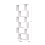 Raft/etajeră pentru cărți PRESTON, 70x24x190,5cm, alb