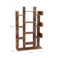 Raft/etajeră pentru cărți ODIN în stil industrial, 86x25x140 cm, maro