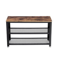 Bancă pentru pantofi și raft în stil industrial, maro, neagră