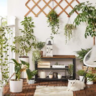 Bancă pentru pantofi și raft în stil industrial, maro, neagră