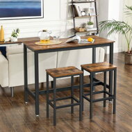 Masa înaltă cu 2 scaune de bar în stil industrial, negru, maro