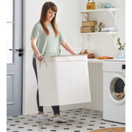 Coș de rufe de bambus DORA, 150L, alb  
