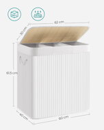 Coș de rufe de bambus DORA, 150L, alb  